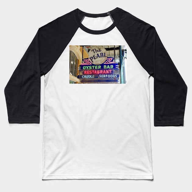 Pearl Oyster Bar Baseball T-Shirt by bobmeyers